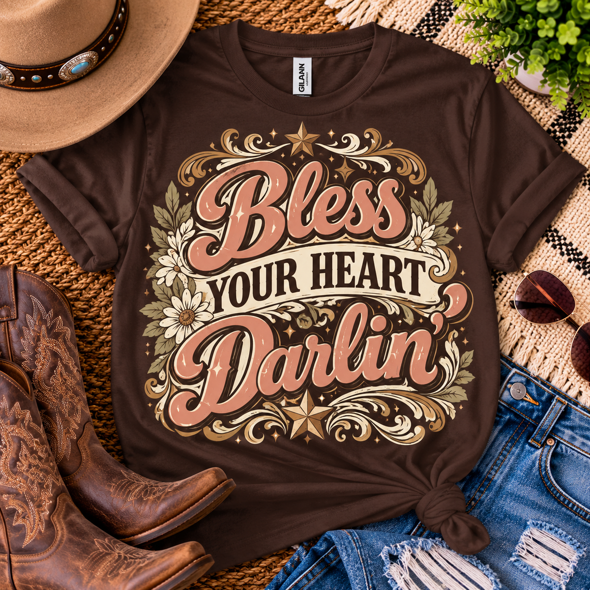 Bless Your Heart Darlin’ Vintage Floral T-Shirt