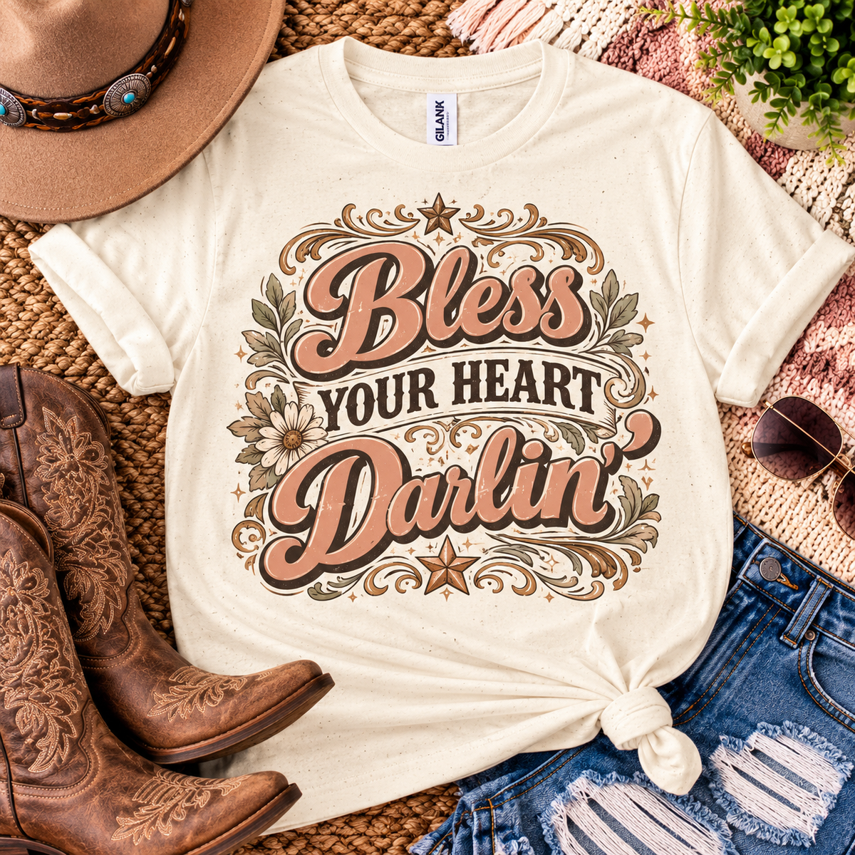 Bless Your Heart Darlin’ Vintage Floral T-Shirt