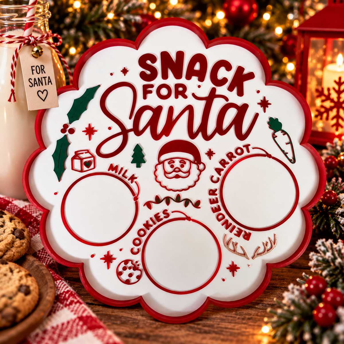 3D Printed Snacks for Santa Tray Red/Green
