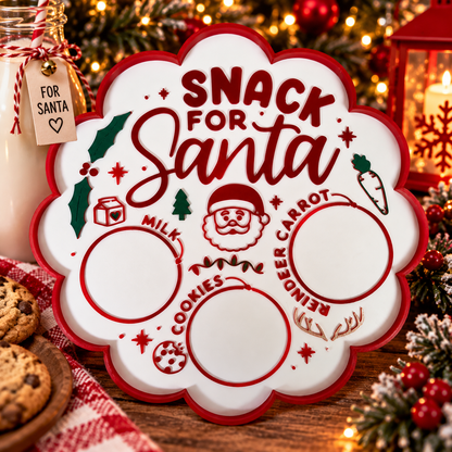 3D Printed Snacks for Santa Tray Red/Green